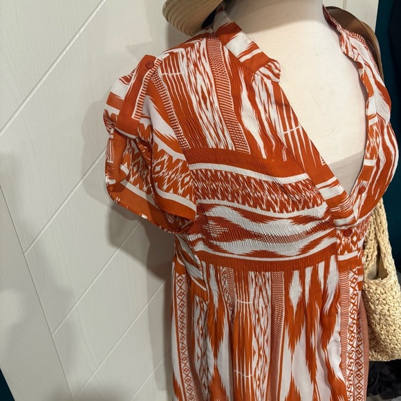 Aura‎ Vibrant Orange and White Dress - Picture 4 of 6